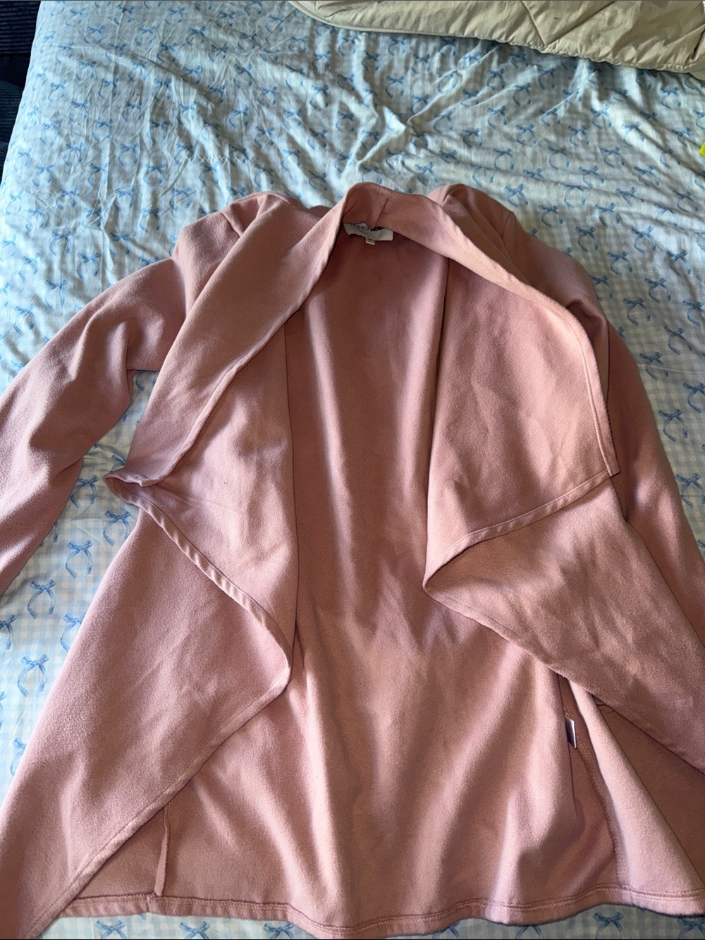 Women's Open Front Draped Cardigan Jacket - Dusty Rose
